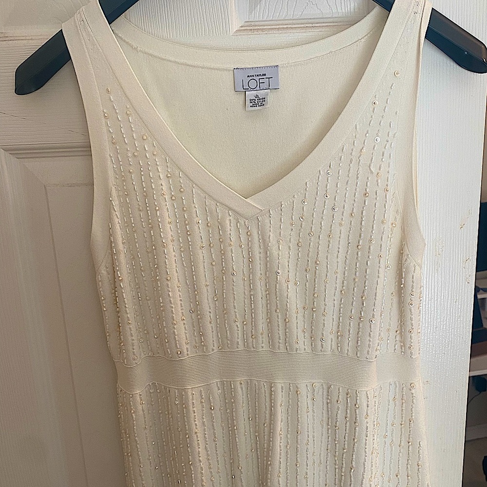 Ann Taylor Loft cream top with beads